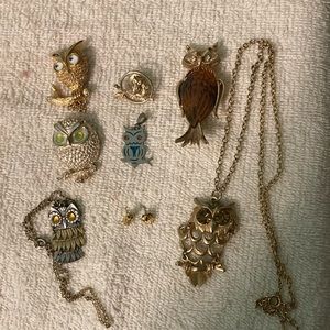 Owl Brooches, Necklaces & Earrings